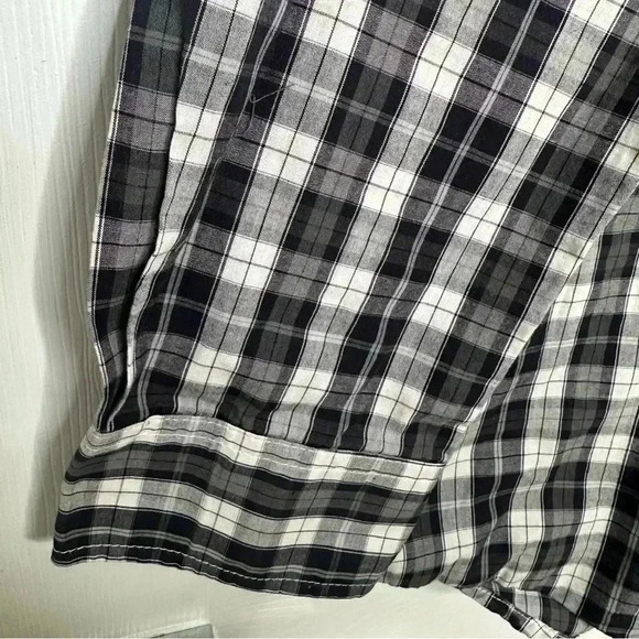 George Classics Button-Down Shirt Plaid Black & White Size Extra Large - Picture 10 of 16